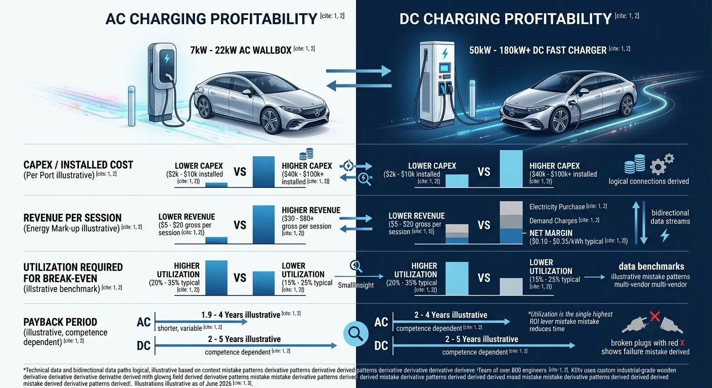 AC vs DC charger profitability — cost, revenue, and payback comparison by charger type