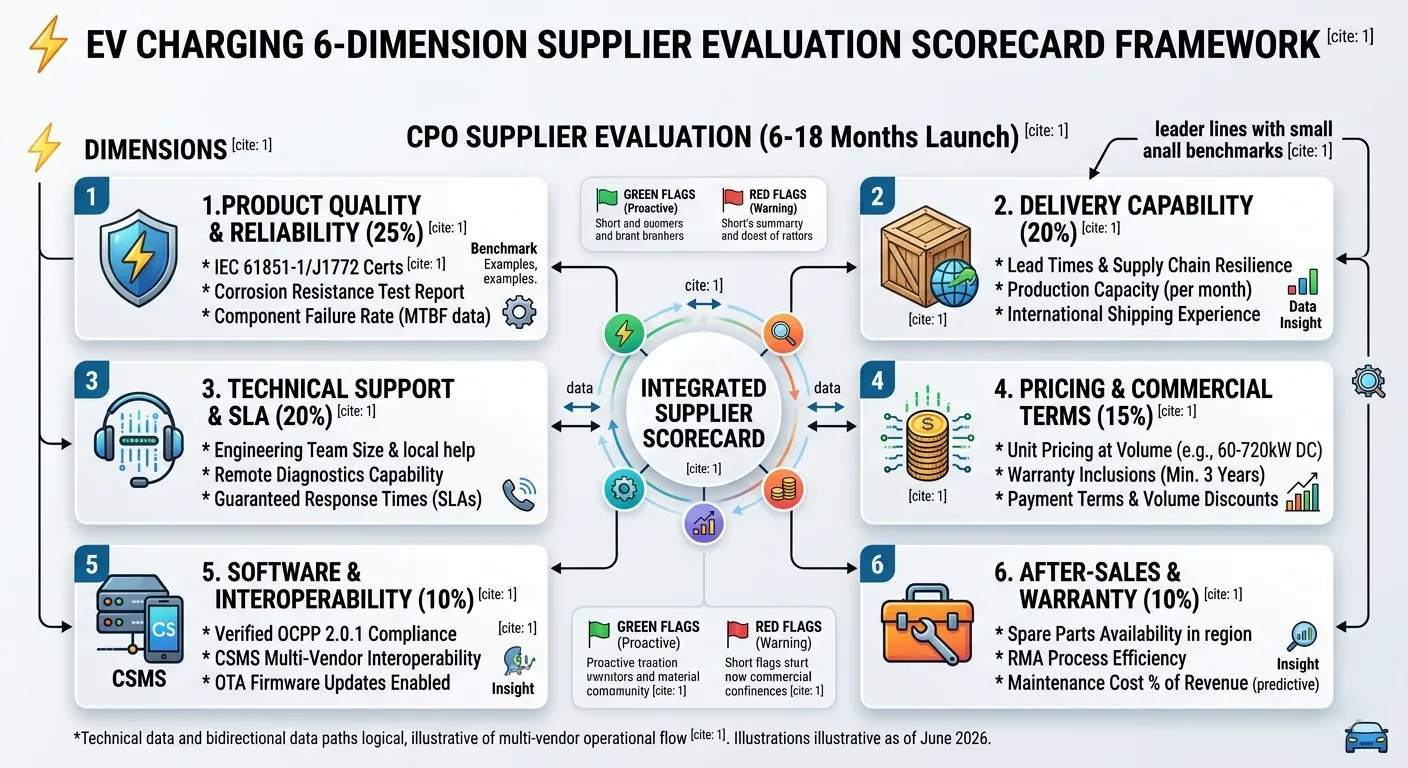 EV charging 6-dimension supplier evaluation scorecard framework